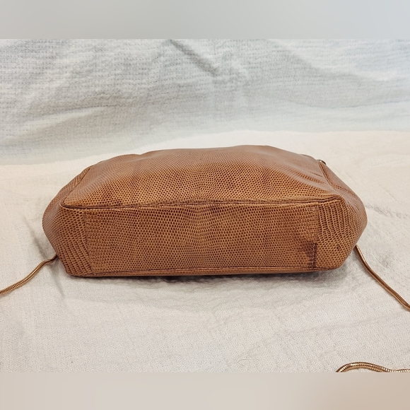 Gucci Lizard Exotic Leather Evening Bag Chain Purse Shoulder Crossbody Carmel - Picture 6 of 12